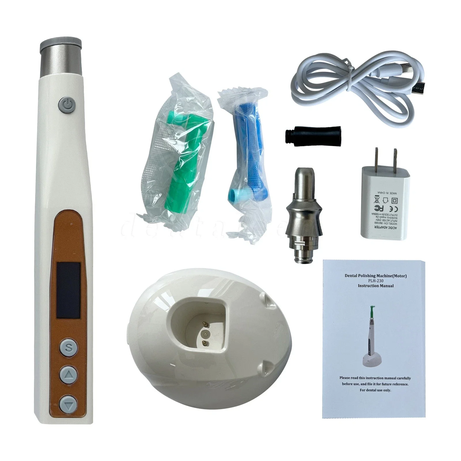 Dental Electric Cordless Hygiene Prophy Handpiece 360° Swivel +2PCS Prophy Angles