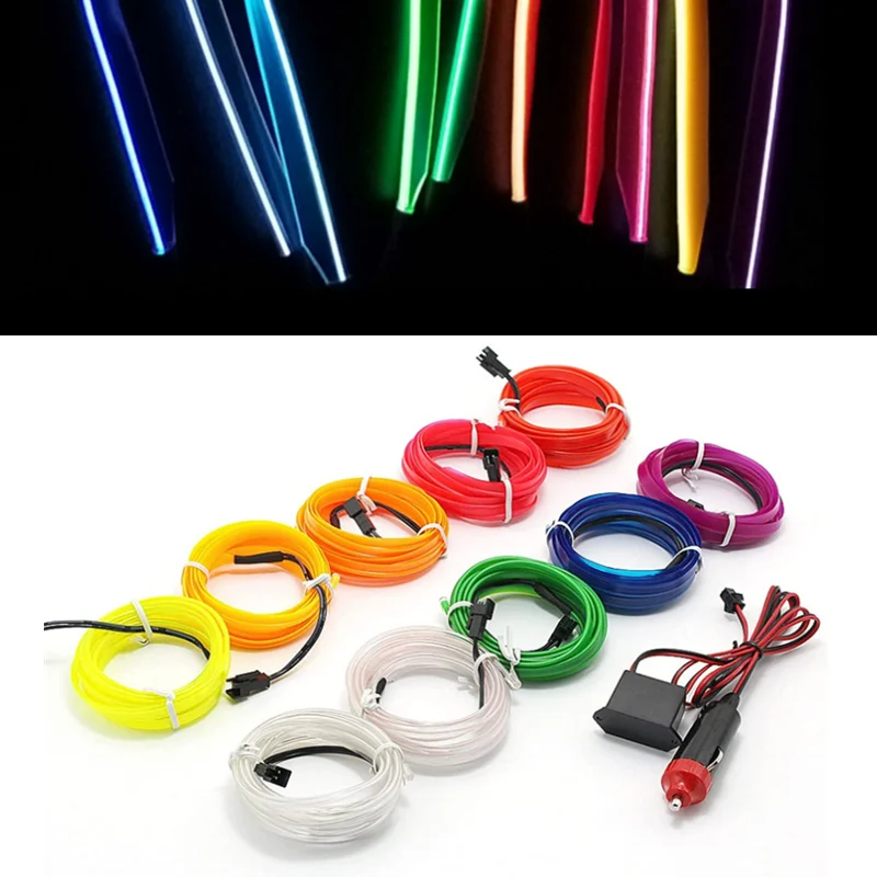 

1M/2M/3M/5M El Wire Interior Neon Cold Light Ambient Strip Lamp Car EL Wire Flexible Accessories Tube Rope LED Lights