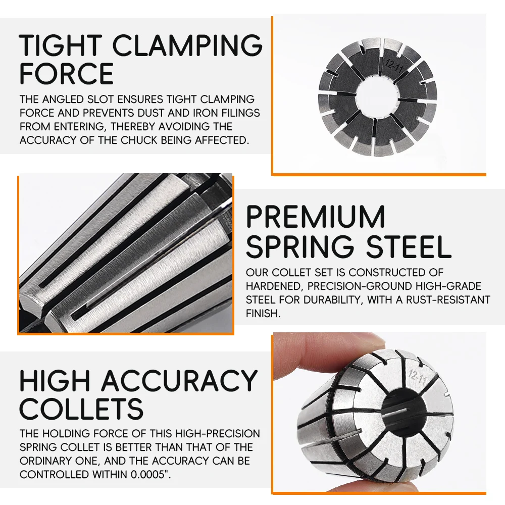 ER 32 Set Of Spring Chuck High-Precision 9pcs Machining CNC Woodworking Lathe Suitable For Workshop Enthusiasts To Replace Parts