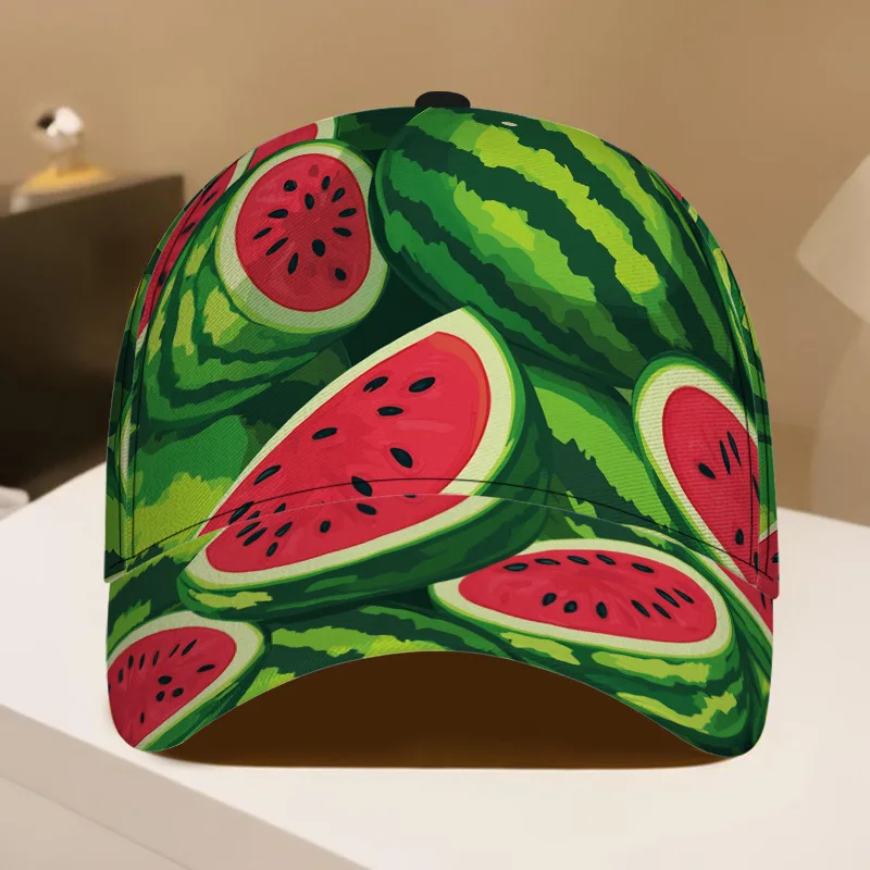 Customization 1pc Of A Summer-Themed Baseball Cap Featuring A Watermelon Slice Design - A Trendy Adjustable Duckbill Hat, Ideal