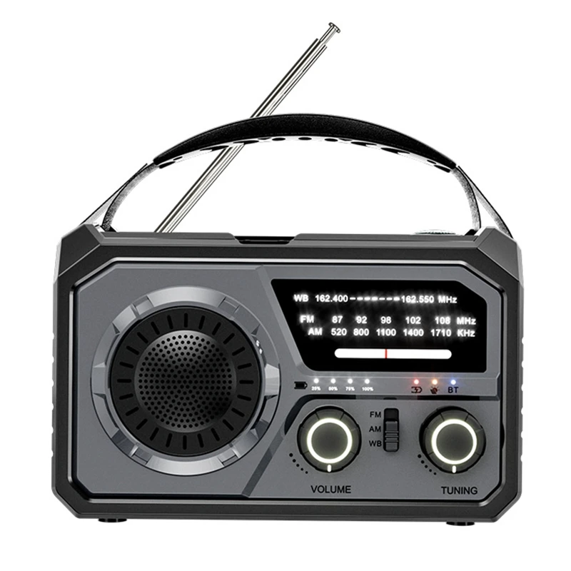 

H21 Emergency Radio Bluetooth 5.3 Hand Crank Weather Radio, NOAA/AM/FM Solar Radio With SOS Alert Flashlight 16000Mah