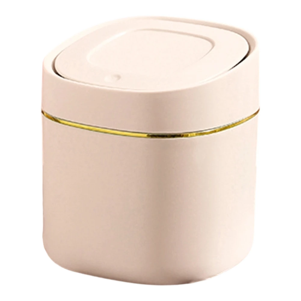 Small trash can with snap open pop-up lid for bedroom office desk use round design with smooth finish and reliable lid mechanism