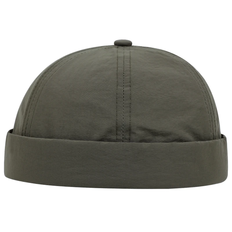 Fashion Quick Drying Dome Melon Cap  Men Women Fashion Vintage Brimless Hat Hip Hop Landlord Hat Unisex Solid Color Short Cap
