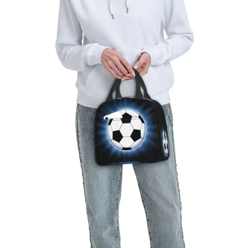 Custom Soccer Ball Lunch Box Football Pattern Cooler Thermal Food Insulated Lunch Bag School Children Reusable Picnic Tote Bags