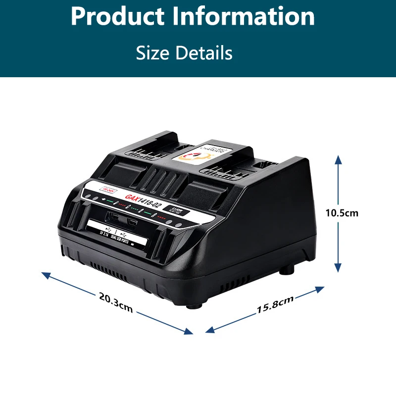 شاحن بطارية ليثيوم محمول مزدوج الشاحن السريع لبوش 18 فولت بطارية ليثيوم أداة الطاقة شاحن بطارية مع منافذ USB مزدوجة #3