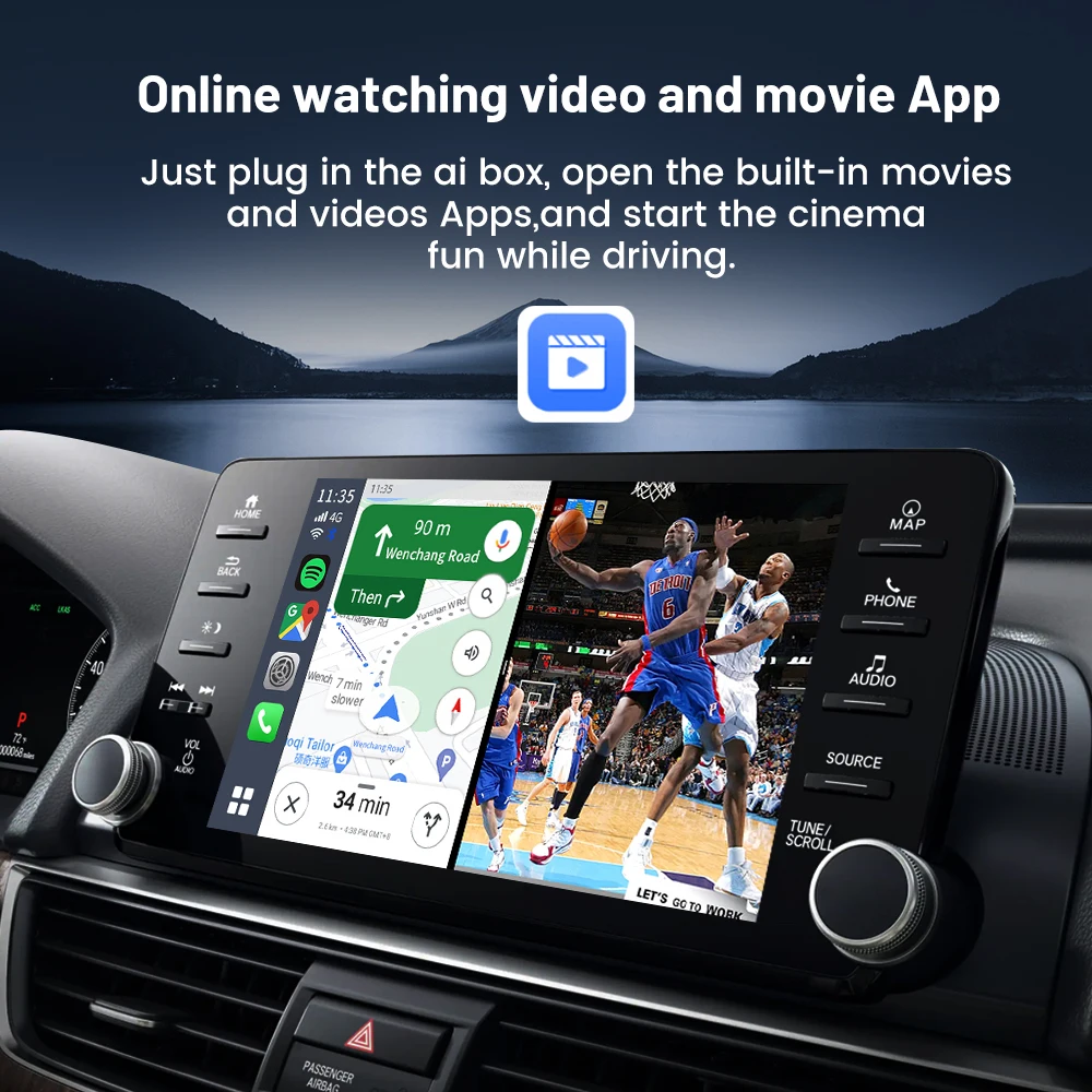 CarlinKit CarPlay Ai Box Dash Cam Wireless CarPlay Android Auto 4 in 1 Android Tv Box 1080P HD GPS 4G For YouTube For Netflix