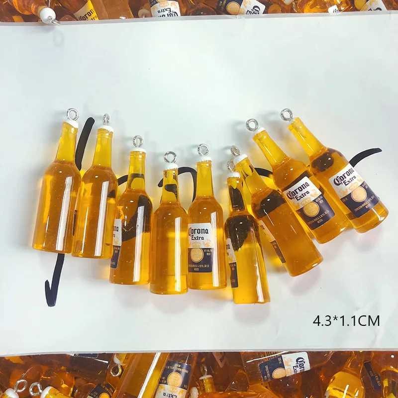 100pcs Bulk Wholesale Yellow Bottle Resin Charms Popular Mini Wine Bottles Pendant For Earring Keychain Diy Jewelry Making