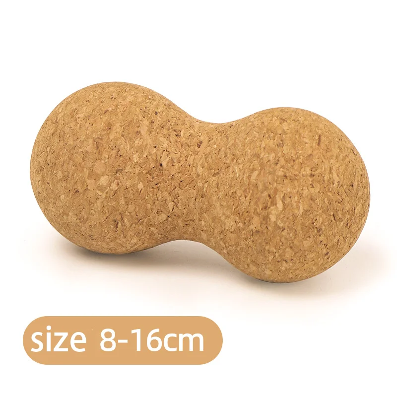 3.2*6.3in Nature Cork Peanut Ball Home Fitness Gym Dance Pilates Yoga Brick Column Massage Double Balls Mini Yoga Ball Equipment