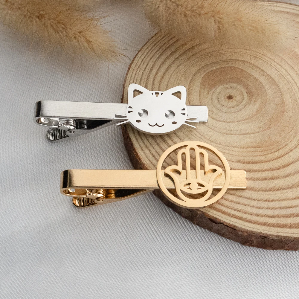 مشبك ربط منقوش من الفولاذ المقاوم للصدأ مخصص، شعار الشركة، تصميم وإنتاج الشارة، تخصيص بالجملة لأي نمط