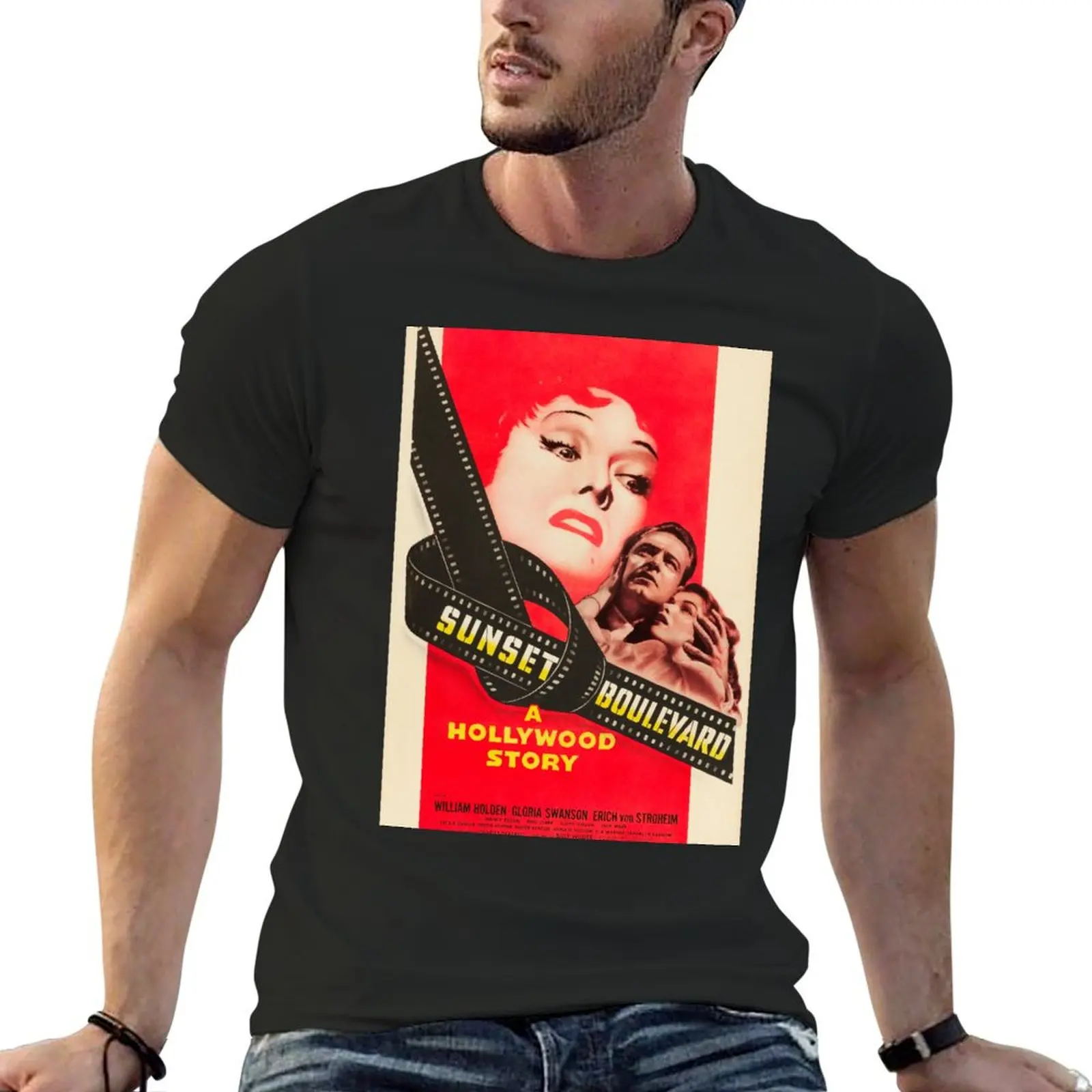 Sunset Boulevard Poster T-Shirt sublime Aesthetic clothing vintage graphic tee anime clothes heavy weight t shirts for men