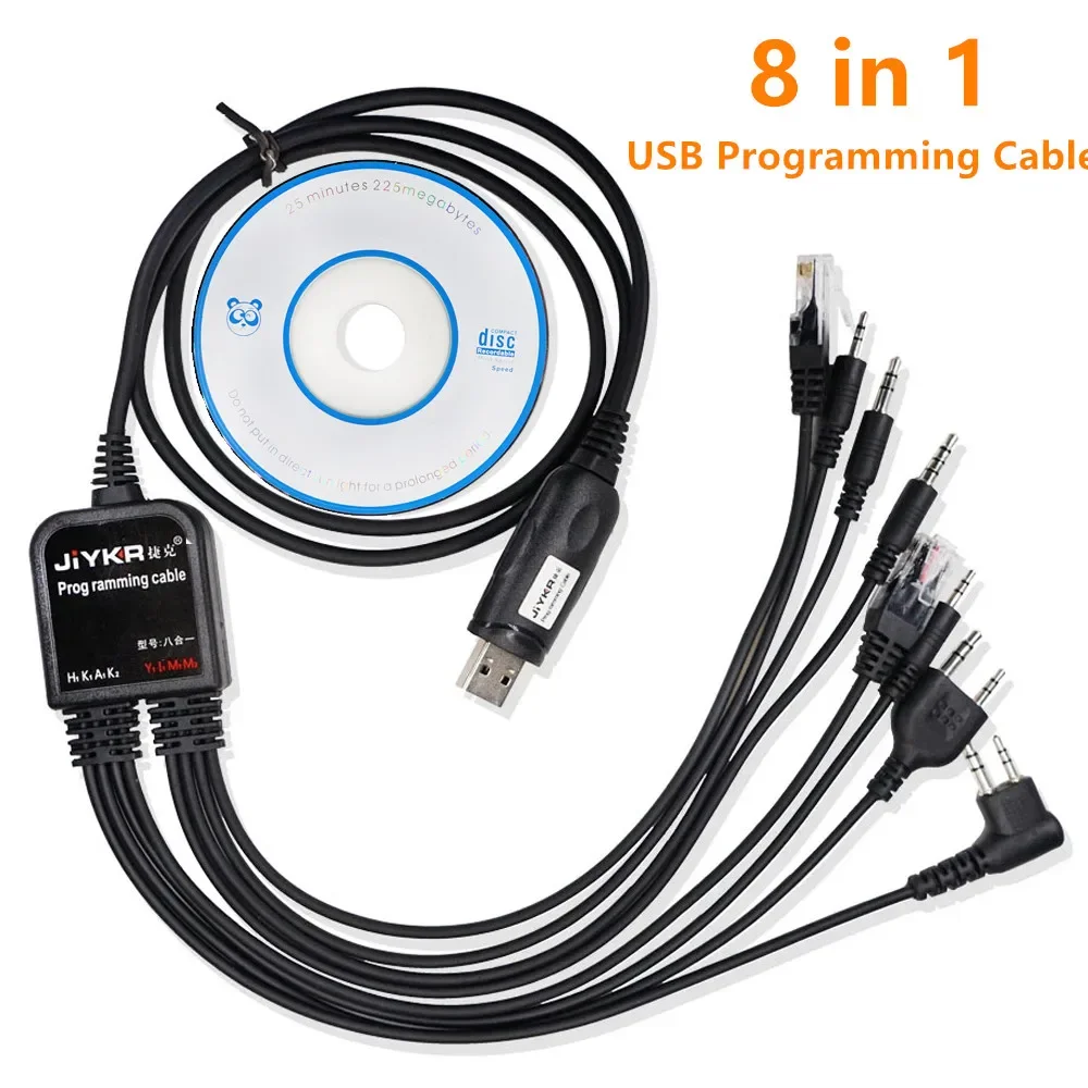 

8 In 1 Multi-functions USB Programming Cable with CD for Baofeng Walkie Talkie UV5R HYT Motorola Compatible with Multiple Radio