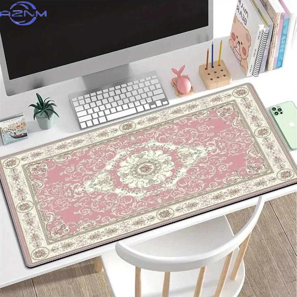 Pink Persian-style mouse pad, made of rubber, anti-slip and washable, high-quality computer game accessory