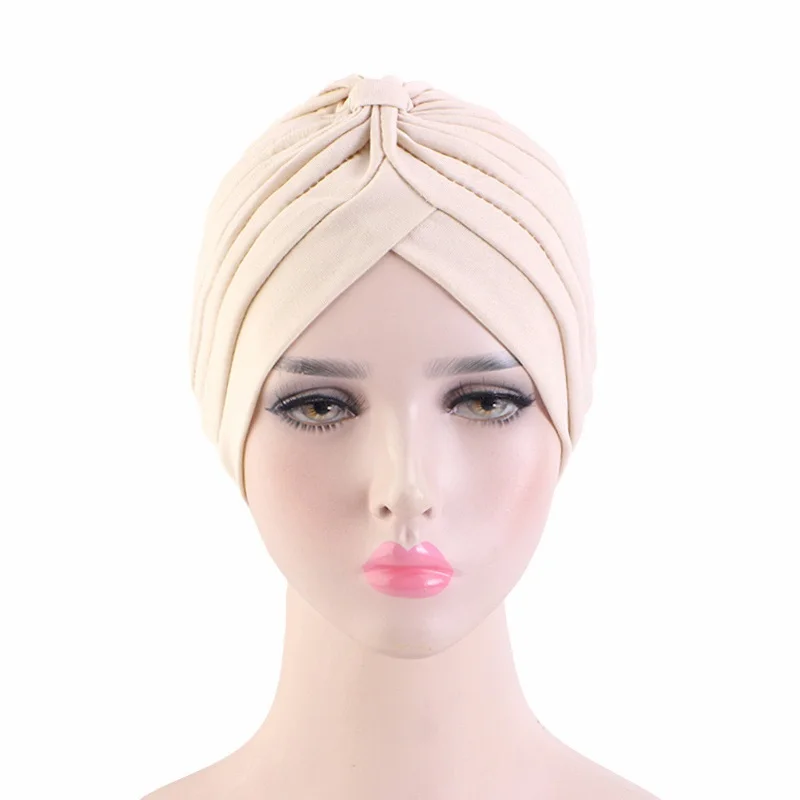 2023 New Style Cheap Hair Accessories Beanie Polyester Head Wrap Turbans With Flower Hijab Ruffle Turban For Women