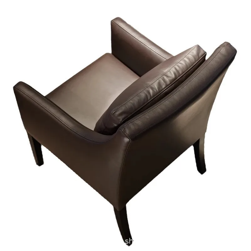 

Italian minimalist wooden master backrest leather book chair study computer chair modern armrest casual office chair