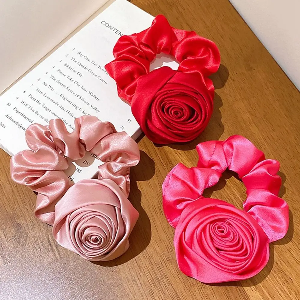 Hair Ring Scrunchies French Girl Hair Band Silk Satin Hair Tie Rose Hair Rope Women Hair Accessories Korean Style Headwear