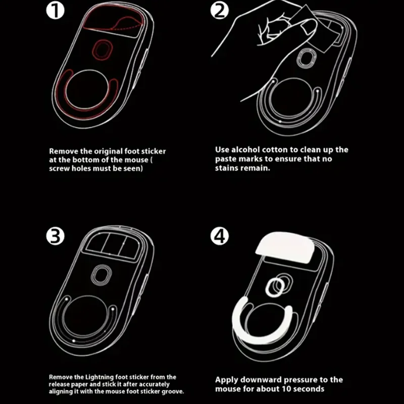 استبدال أقدام الماوس الأبيض المدورة حواف منحنية أقدام الفئران ملصق زلاجات الماوس الإنزلاق قدم منصات ل GPW 1/2/3 G102 G304 #2