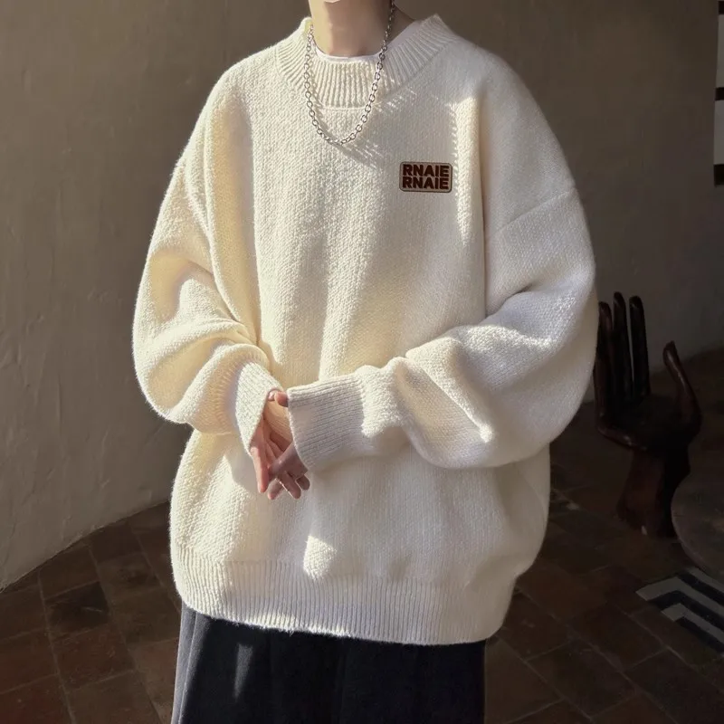 

Men's f High Collar Sweater Autumn Winter Thiened Loose Knittedwear Casual Sle Long Sve round Ne Warm Outerwear