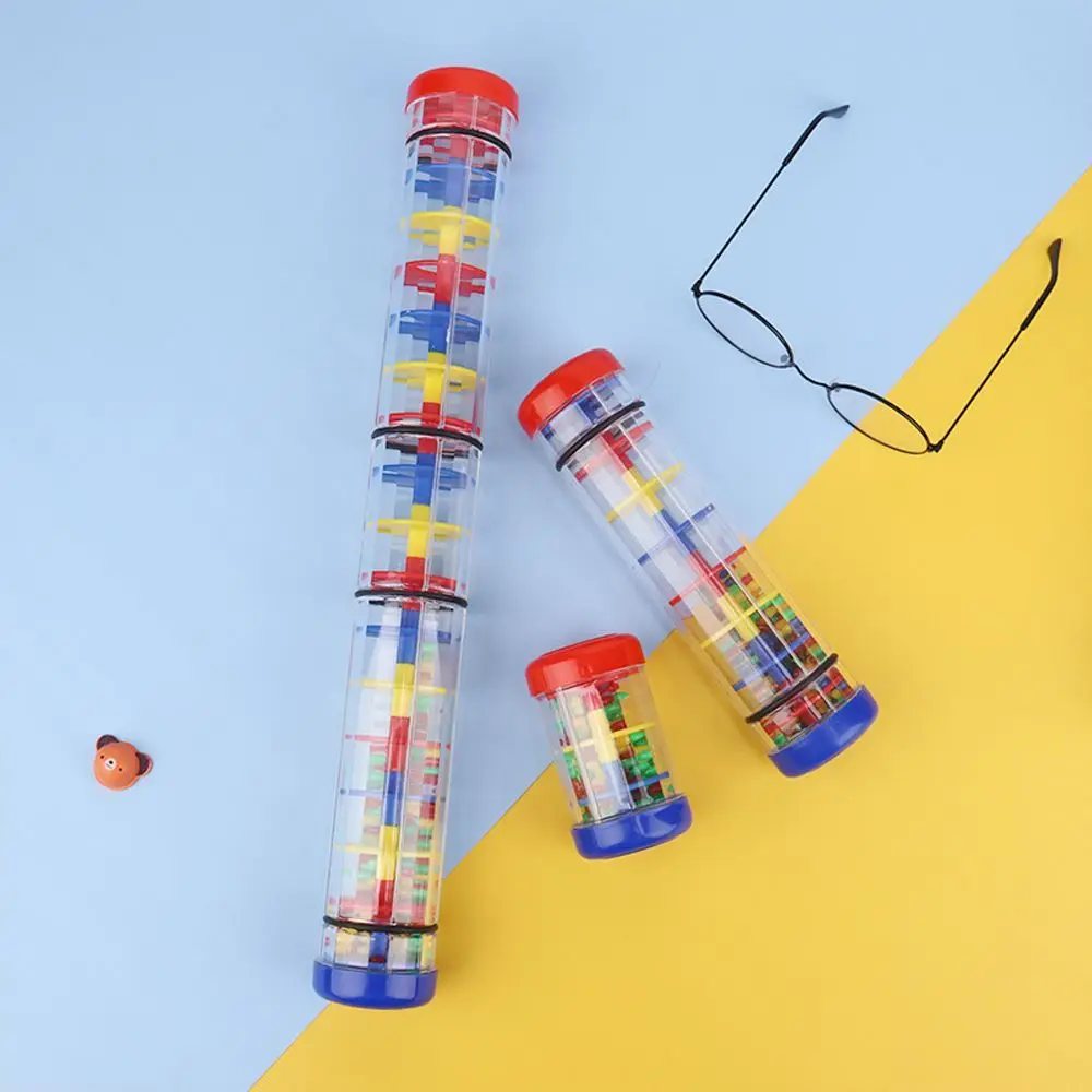 Giocattolo educativo per l'apprendimento del tempo della sabbia Strumento educativo Rainmaker Rain Stick Giocattolo musicale Clessidra arcobaleno Rainstick