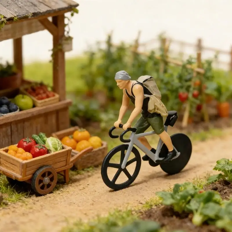 QX2E Detailed Bike Riders Handmade Resin Sculpture Small Resin Statue Small Figurine Perfect for Display and Scene