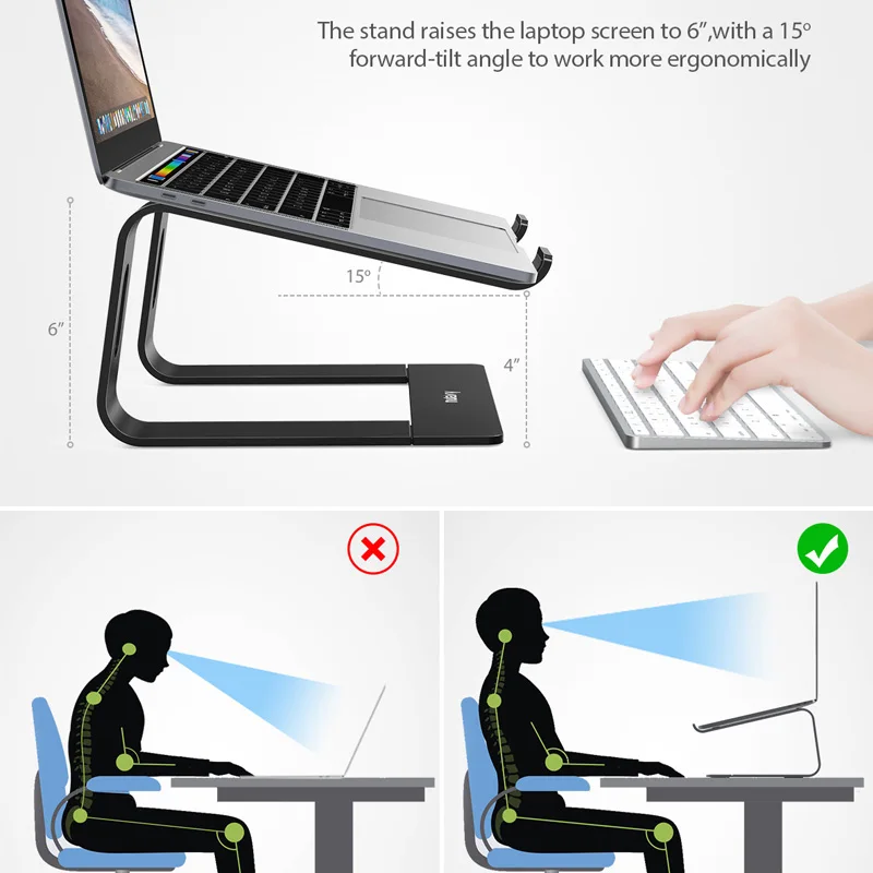 Laptop Stand Ergonomic Aluminum Laptop Mount Computer Stand Detachable Laptop Riser Notebook Holder Stand Computer Accessories