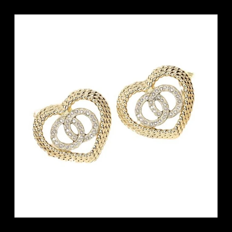 جديد تصميم جوفاء الحب الخوخ القلب أقراط تنوعا مزدوجة الماس تويست نمط الموضة #5