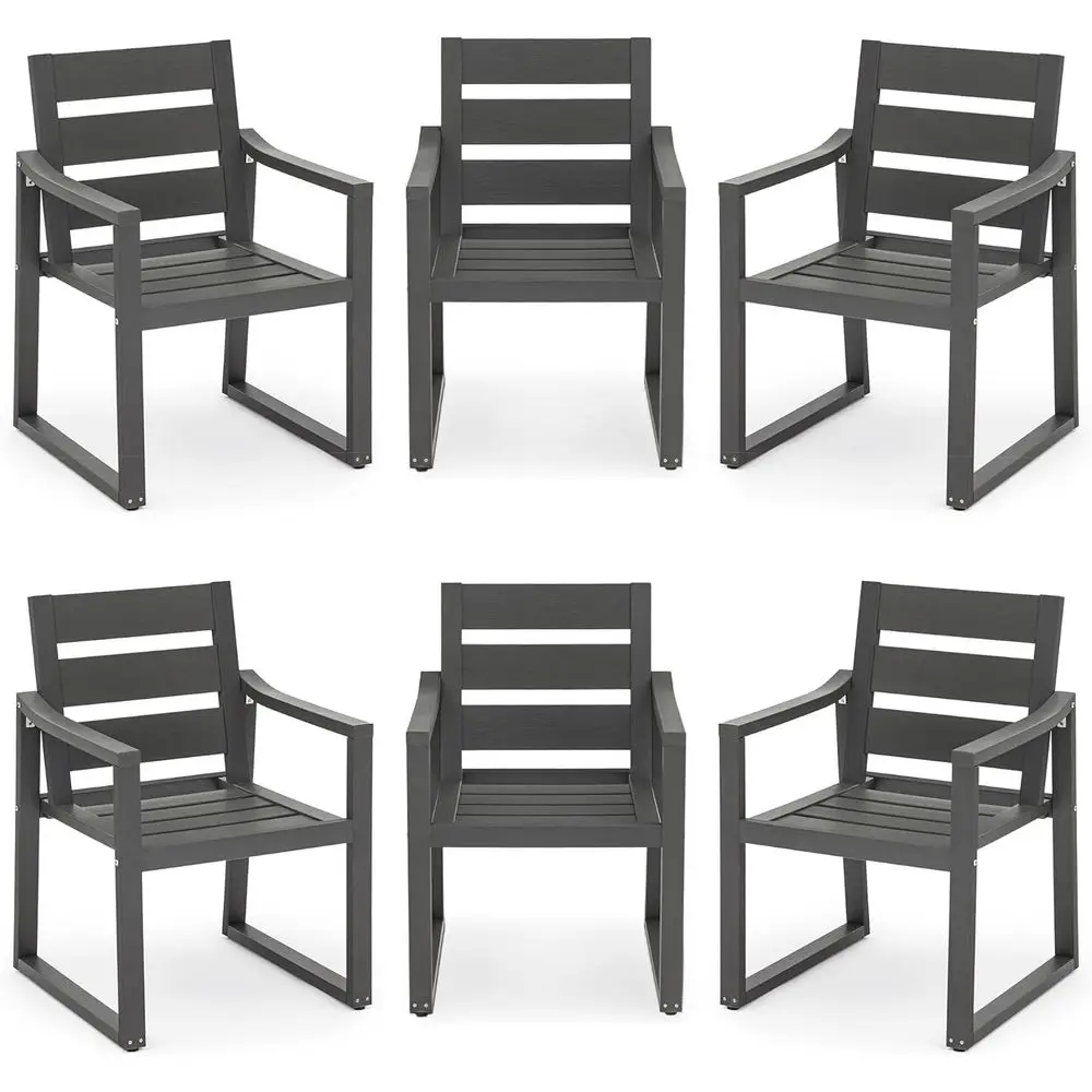 

6-Piece Outdoor Dining Set, 350 lbs Capacity, Weather-Resistant Patio Chairs with Armrests, Suitable for Lawn, Garden, Backyard,