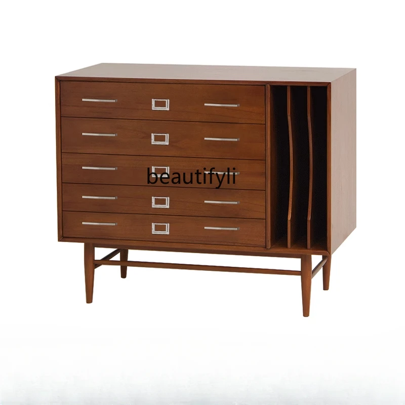 

retro-style chest of drawers solid wood storage medieval-style dining side bedroom storage cabinet against the wall