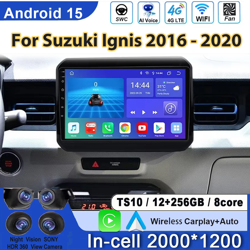 Android Car Radio For Suzuki Ignis 2016 - 2020 GPS Navigation Multimedia Player Head Unit Wireless Carplay QLED Screen No 2din