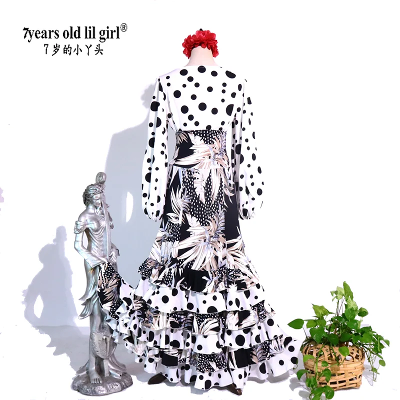 Costume haut-jupe de Flamenco espagnol pour femmes et filles, robe personnalisée, ensemble de vêtements de danse pour spectacle de Festival Gyspy AA06