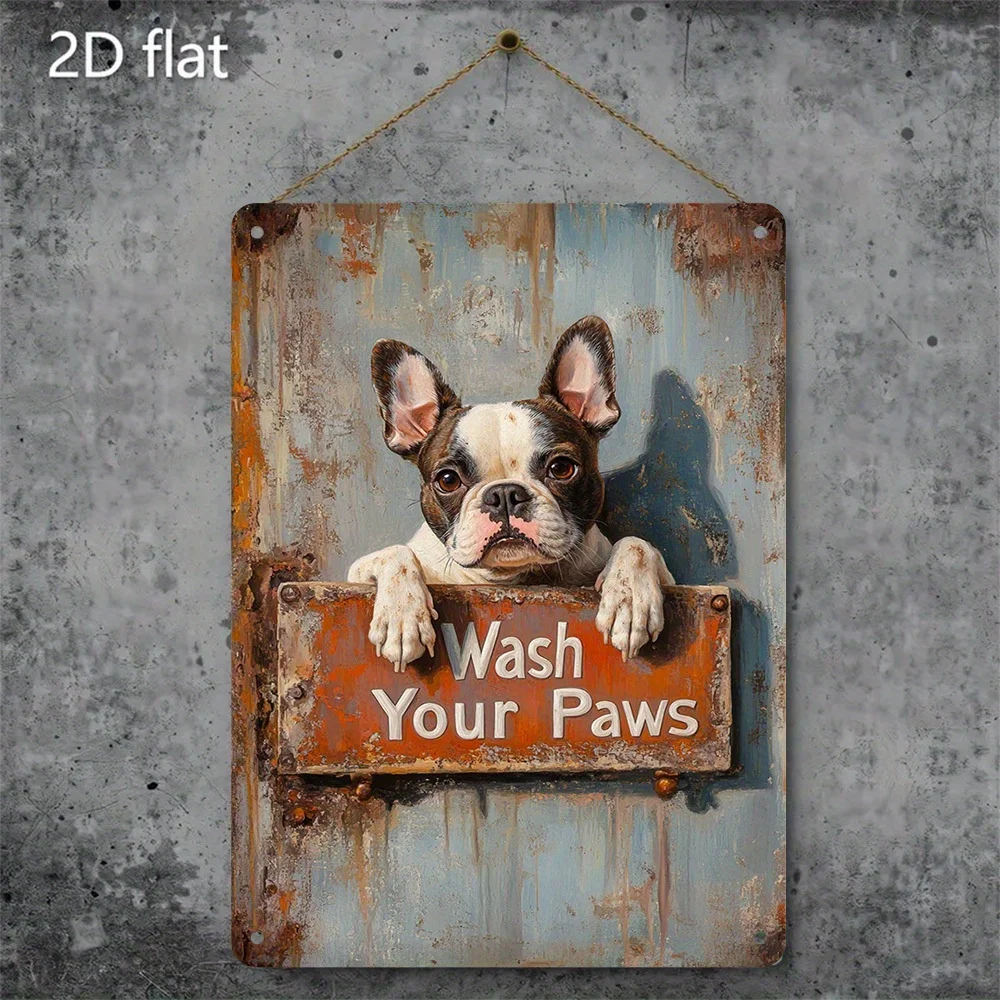 Boston Terrier Metal Tin Sign Vintage Floral 8x12 Inch Rustproof Indoor Outdoor Dog Wall Art Home Decor