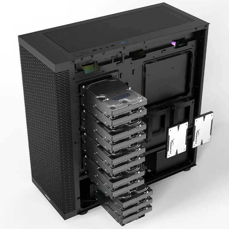 F20/F10 قرص صلب أسود متعدد البت E-ATX صندوق الإطار الرئيسي للكمبيوتر خادم تخزين برجي كامل