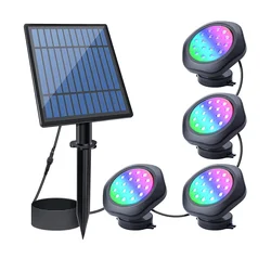 Dimmable Solar Powered LED Underwater Light IP68 Waterproof Landscape Lamp Submersible Light For Aquarium Tank Garden Decor