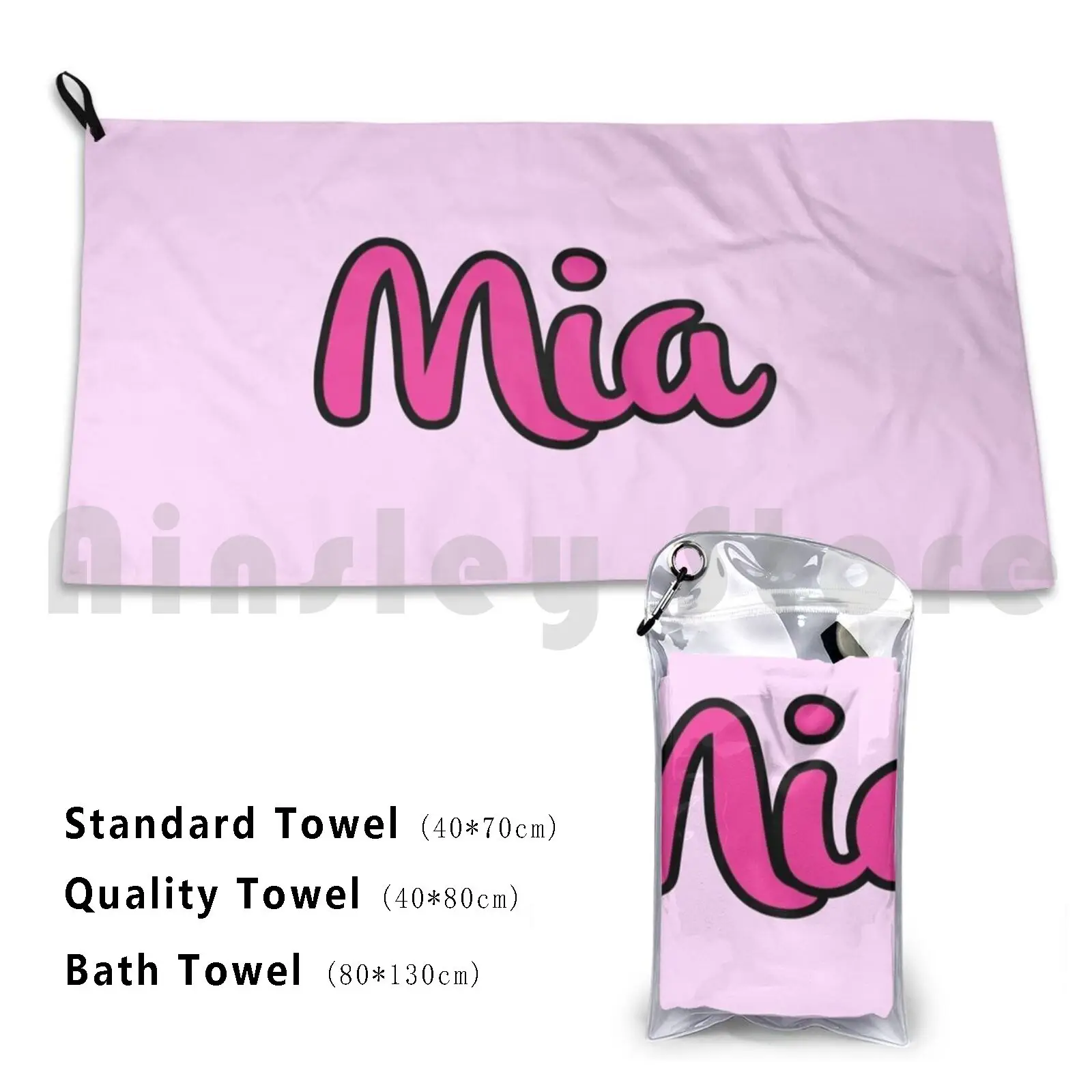 Mia Name Sticker Custom Towel Bath Towel Mia Personal Individual Marking Private Personalized Custom Name