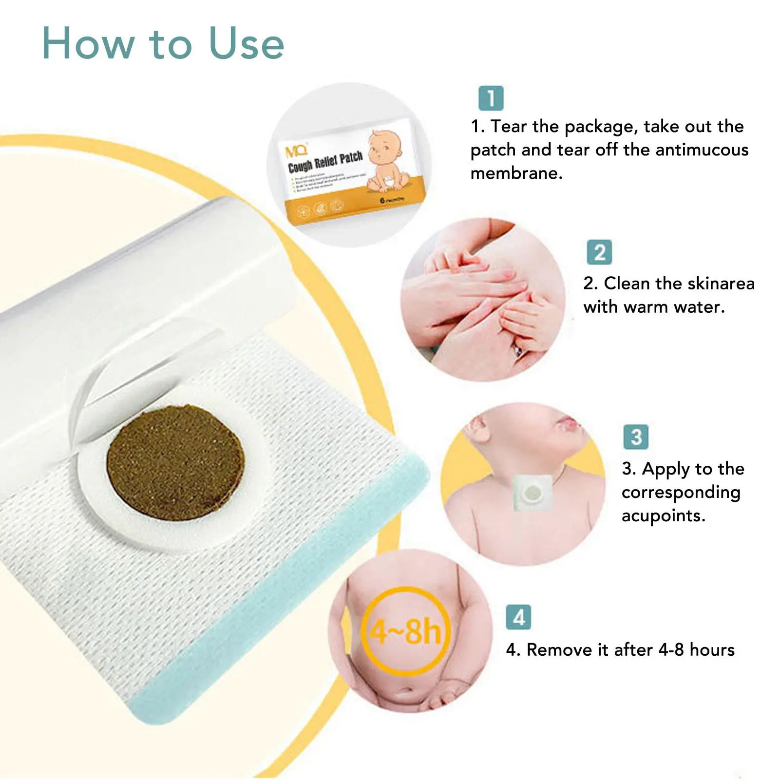 Hustenlinderungspflaster, pflanzliche Akupunktabsorption, Wellness-Aufkleber für Husten und zur Pflege