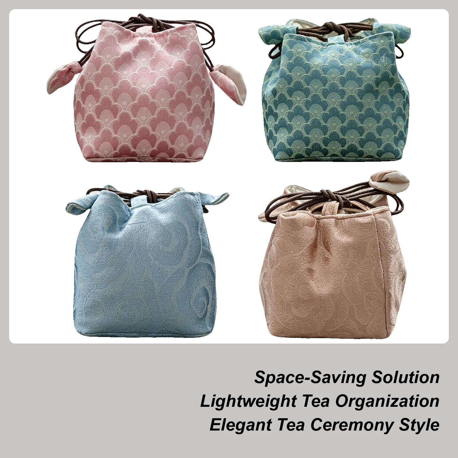 Tea Bag Storage Chinese Aesthetic Drawstring Pouch Portable Tea Bag Cup Container for Women Home Office Outdoor Travel Vacation