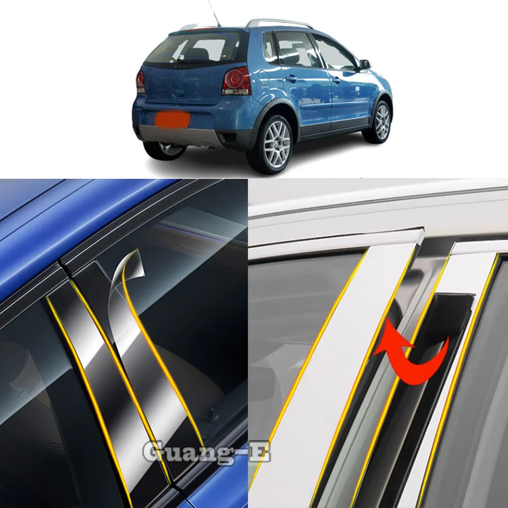 

Накладки на стойки дверей из ТПУ/глянцевого материала для Volkswagen VW Polo Hatchback 2002-2010, молдинги на окна, аксессуары
