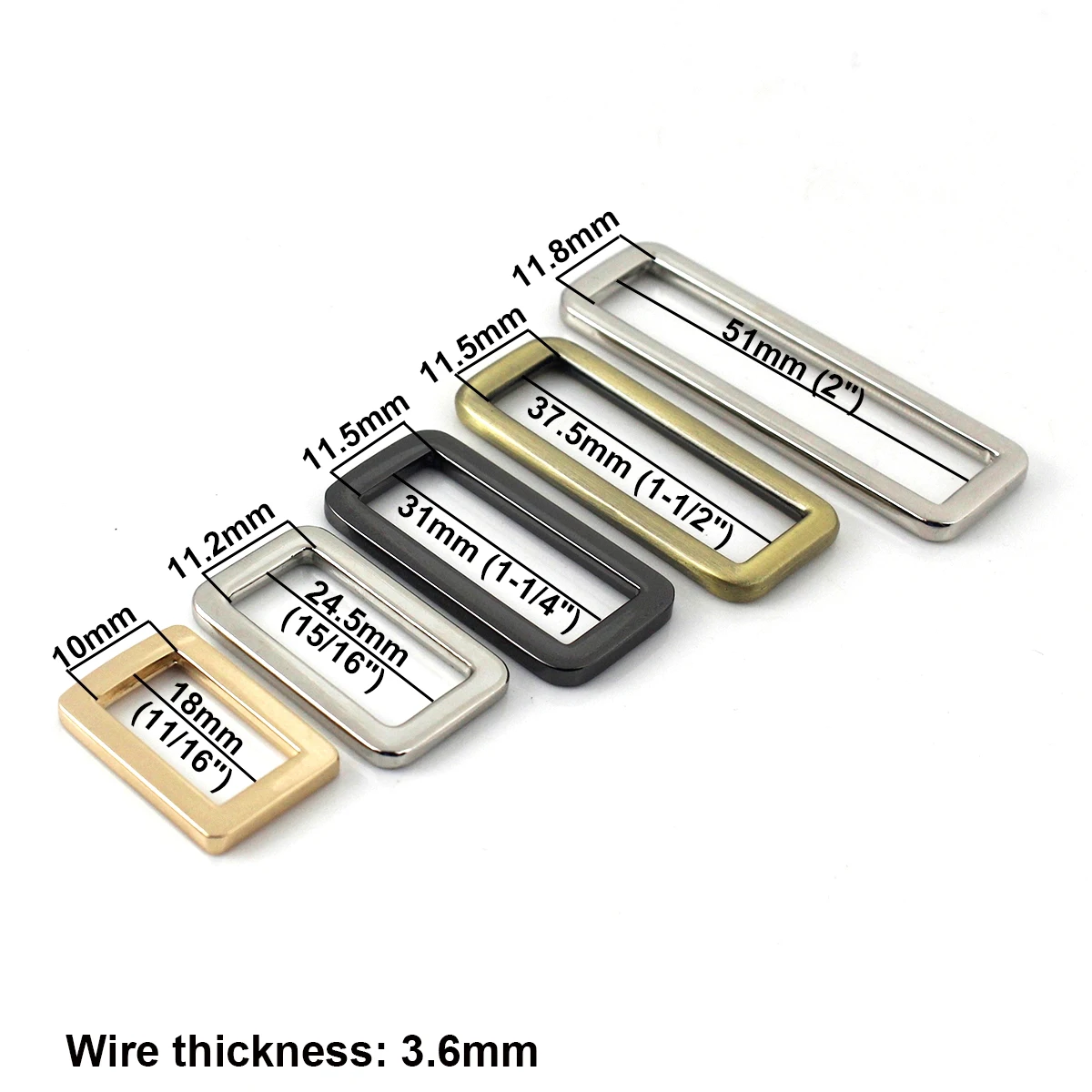1Piece Metal Bag Strap Buckle Square Ring Loop Bag Adjustable Buckle for Leather Craft Bag Parts Handbag Garment DIY Accessory