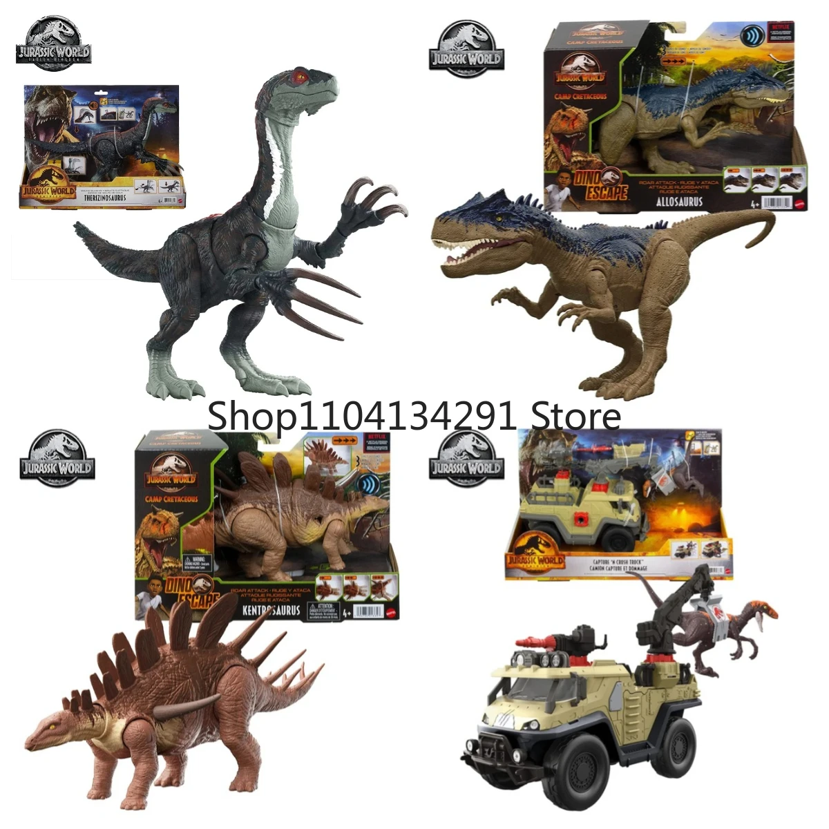 Original Mattel Jurassic World Dominion dinosaurio sonido Slashin Therizinosaurus figura de acción garras largas niños juguetes para niños