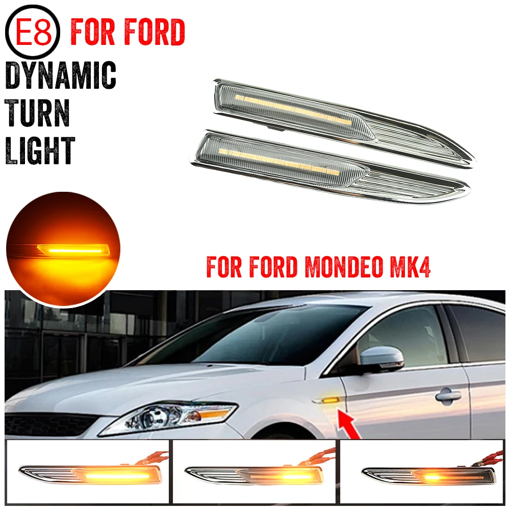 Sequential LED Dynamic Turn Signal Side Marker Light Blinker For Ford Mondeo Mk4 Hatchback Saloon Estate (BA7) 2007-2015
