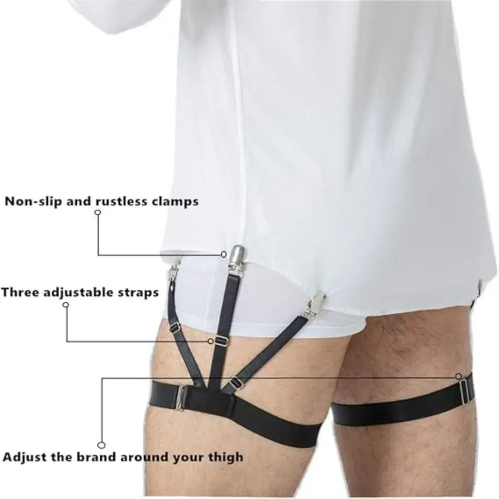 2Pcs Non-Slip Locking Clips Shirt Stays Belt Adjustable Locking Clamps Shirt Holder Stays Keep Shirt Tucked Elastic Strap