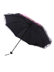 Black rubber umbrella, butterfly fluttering, sun protection, women's folding sun protection umbrella, lace lace lace umbrella