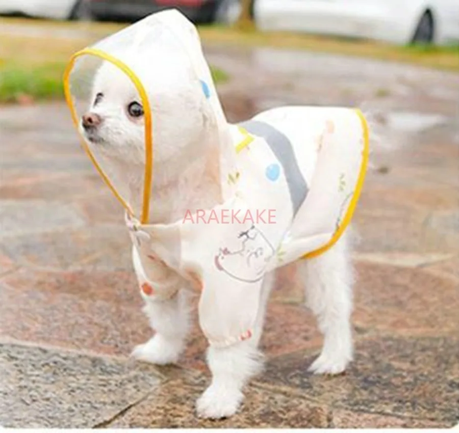 Dog Raincoat Teddy Bear Pomeranian Small Puppy Raincoat Dog Full Pack Waterproof Rainy Pet Clothes Four Legs