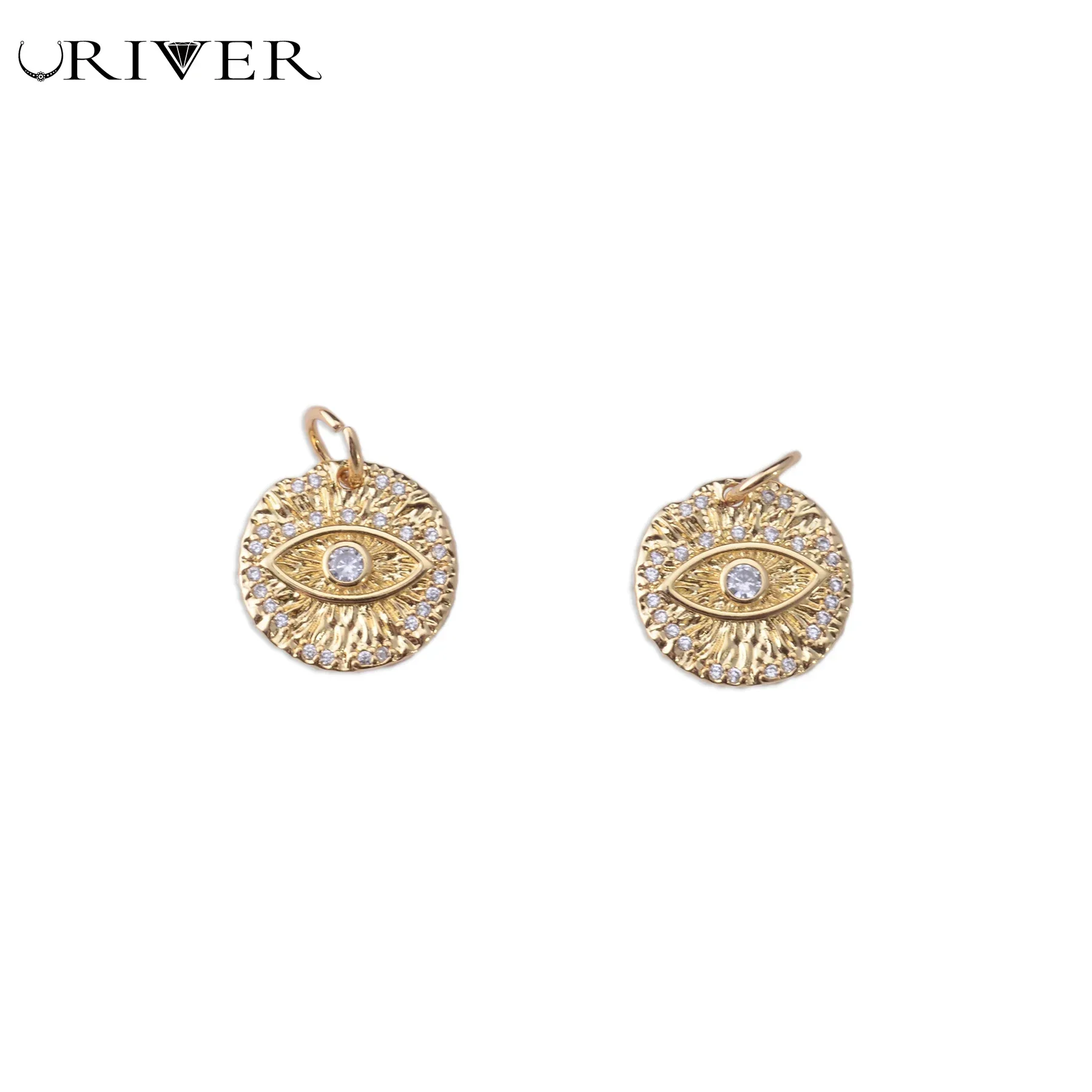 

Micro Paved Zircon Sunflower Gold Plated Pendant Clasp Devil's Eye metal badge DIY Necklaces Bracelets Earring Luxury Accessorie