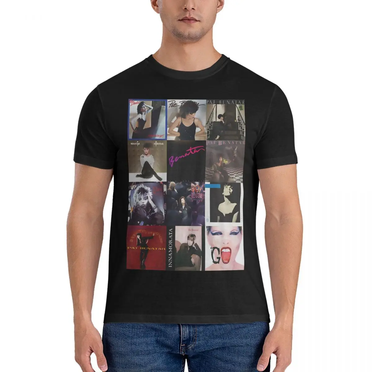 Men's Album Covers V-Neck T Shirt Pat Benatar Cotton Tops Creative Short Sleeve Crew Neck Tee Shirt Summer T-Shirt