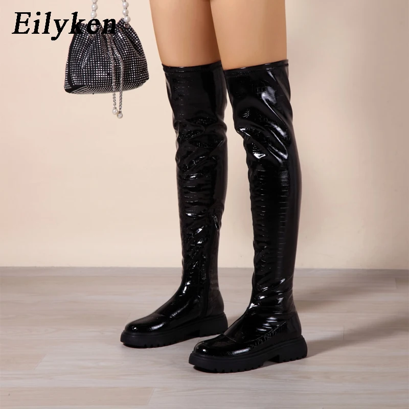 Eilyken Cosy Soft Leather Zipper Woman Over-the-Knee Boots High Quality  Chunky Low Heels Modern LONG Winter Autumn Booties