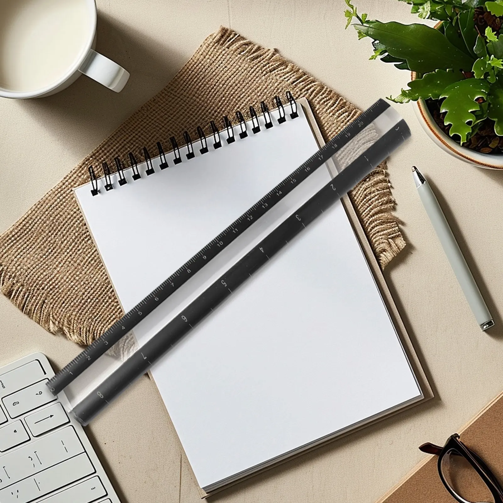 8-Inch Acrylic Magnifying Ruler with Desk Loupe for Reading Newspapers, Books & Documents