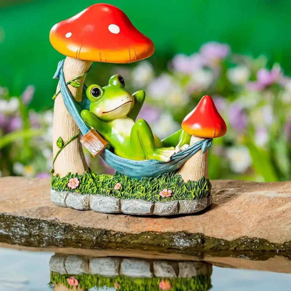 

Cute Frog Resin Decoration Frog Ornament for Garden Whimsical Frog Hammock Garden Ornament for Balcony Yard Decor for Indoor