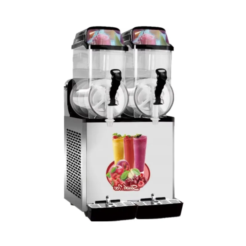 

Commercial Electric Double Tank Smoothie Machine Red Stainless Steel Economical Beverage Dispenser