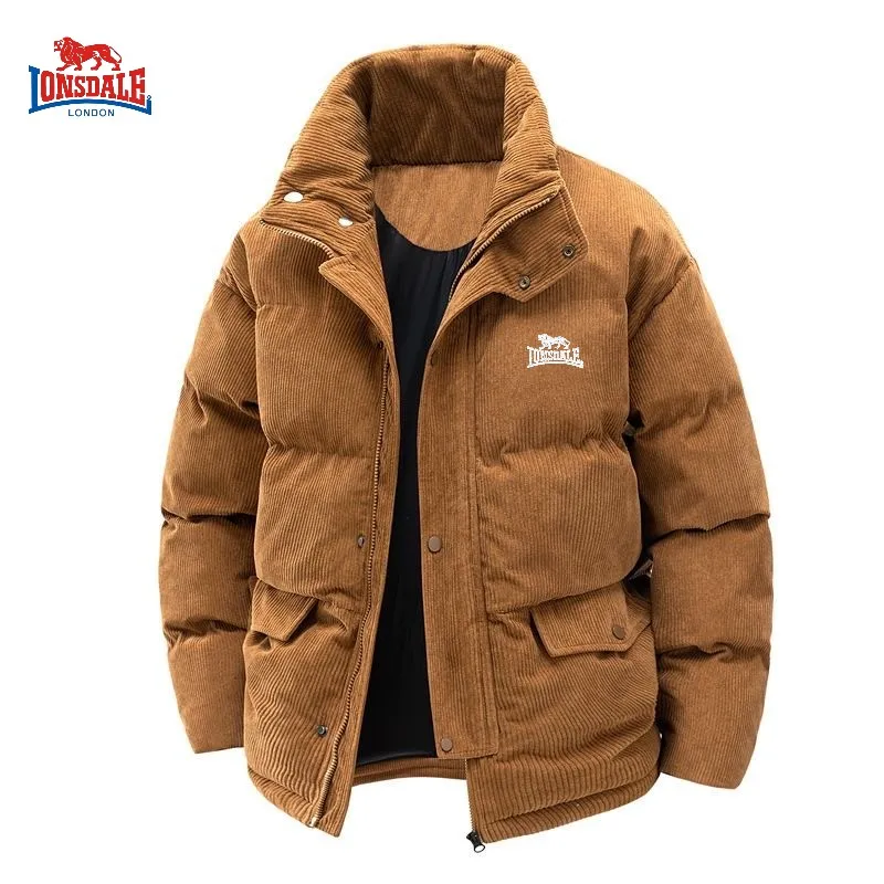 

New autumn and winter high-quality corduroy stand up collar cotton jacket for men's casual windproof and warm versatile jacket