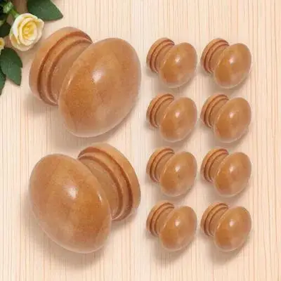 

10Pcs Wooden Cabinet Knobs Mushroom Head Round Drawer Pulls for Dressers Kitchen Doors Wardrobe Closet Vintage Style
